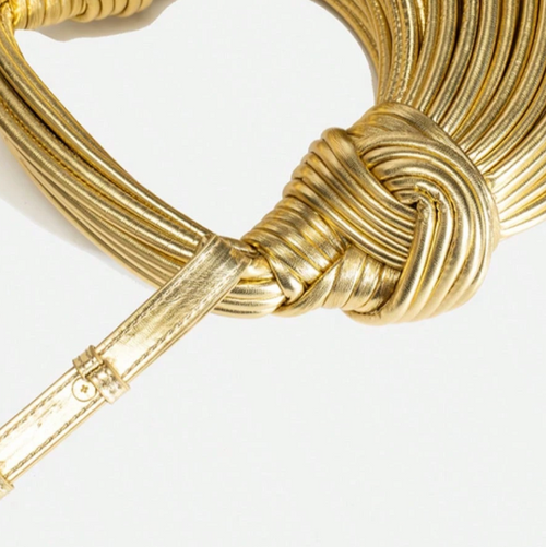 Elegant women's handbag, handmade from a circular woven fabric